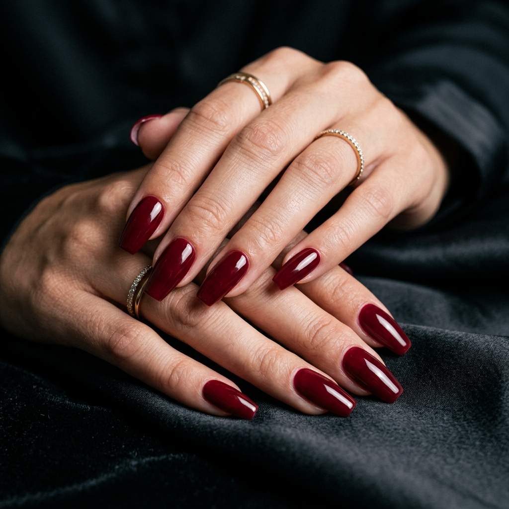 Close up of luxury press-on nails